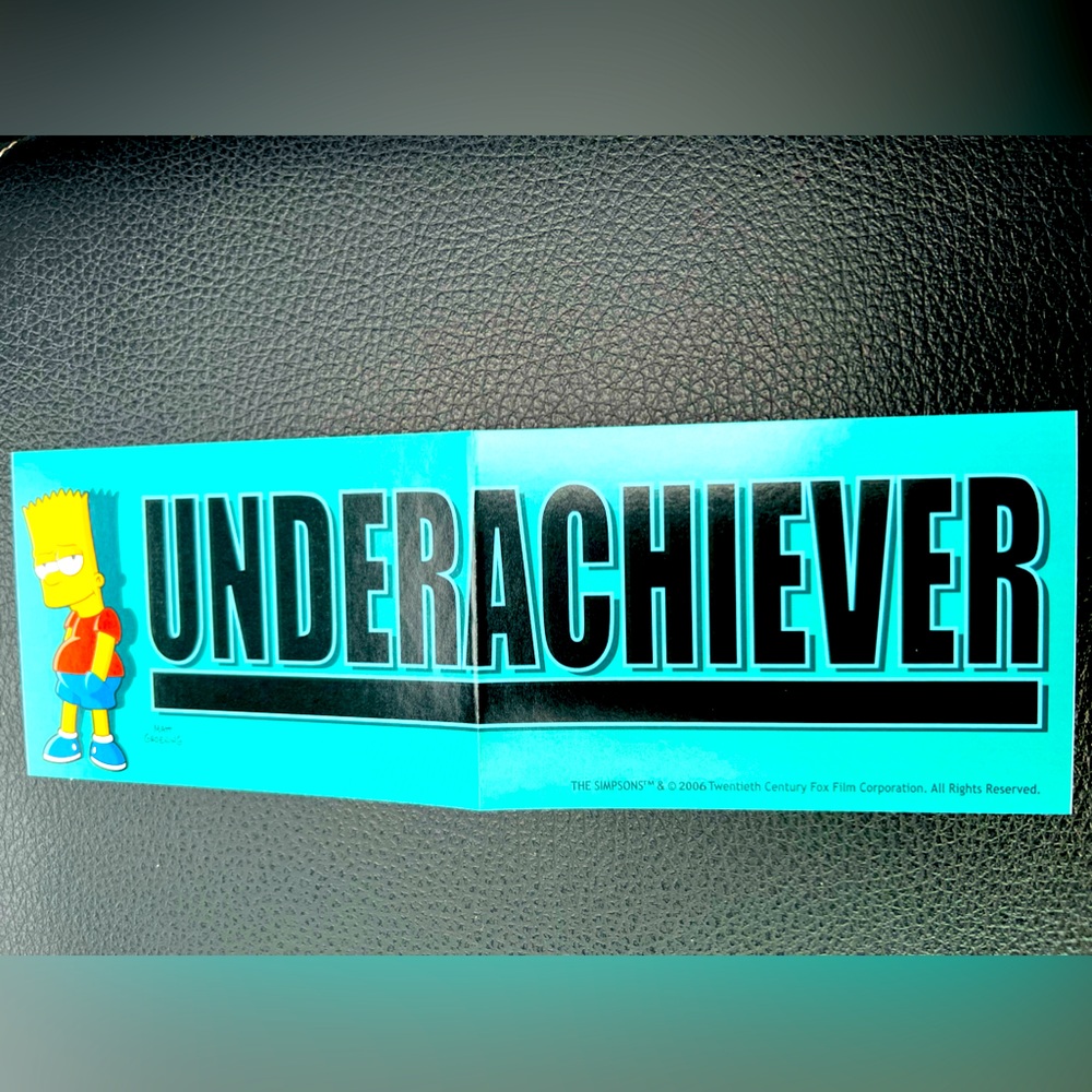 Underachiever Bart Simpson Retro Animated Tv Show 2016 DeadStock Bumper Sticker